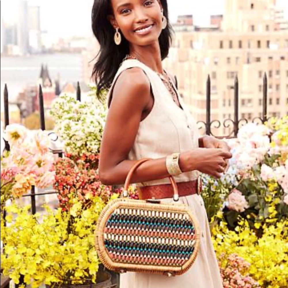 Patricia Nash Cipressa Beaded Wicker Satchel